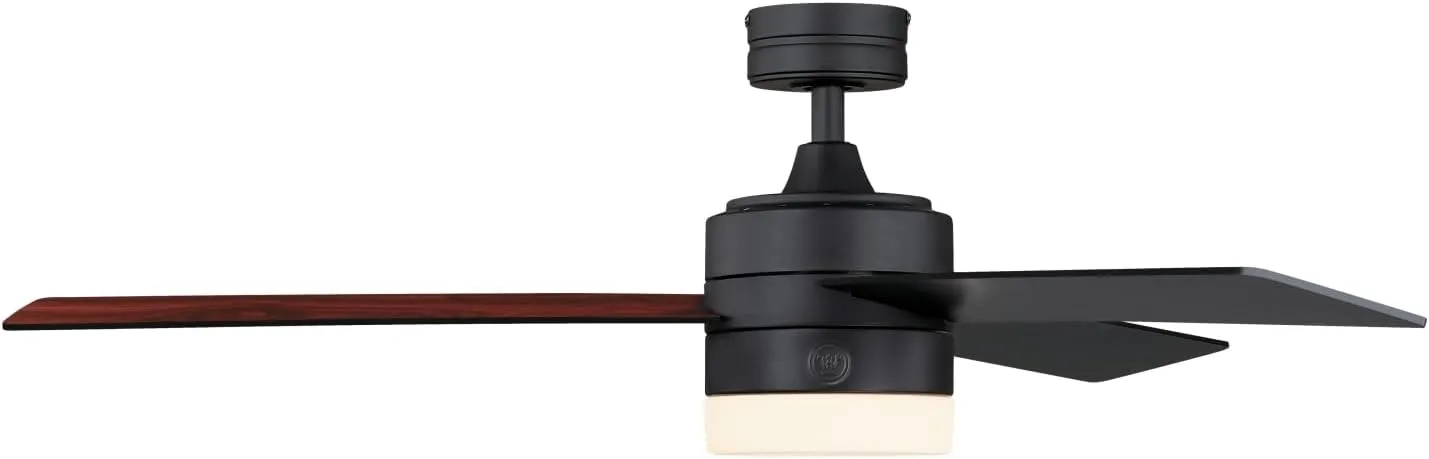 Westinghouse 7205900 Alta Vista, Modern LED Ceiling Fan with Light and Remote Control, 52 Inch, Matte Black Finish, Opal Frosted Glass