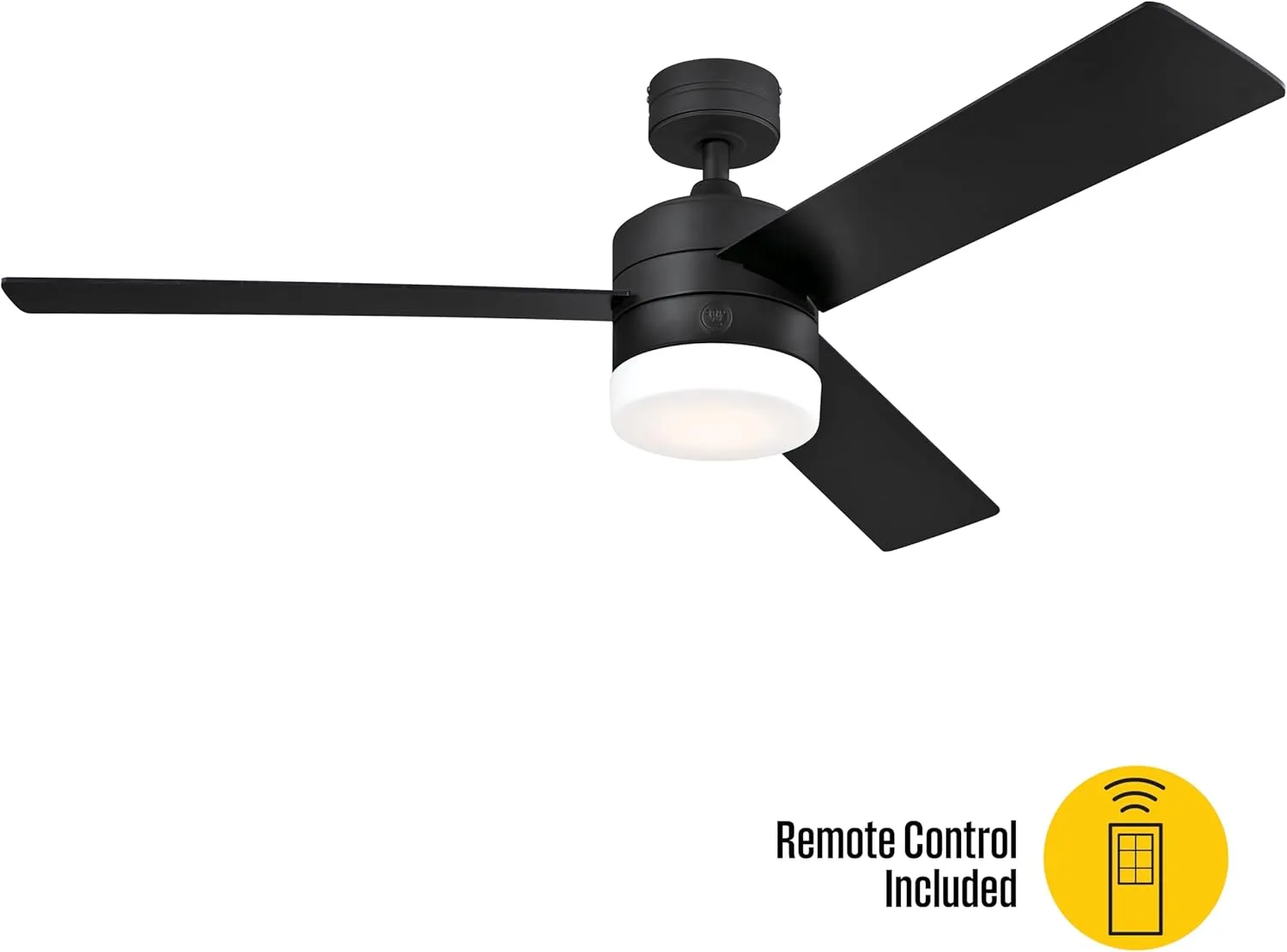 Westinghouse 7205900 Alta Vista, Modern LED Ceiling Fan with Light and Remote Control, 52 Inch, Matte Black Finish, Opal Frosted Glass