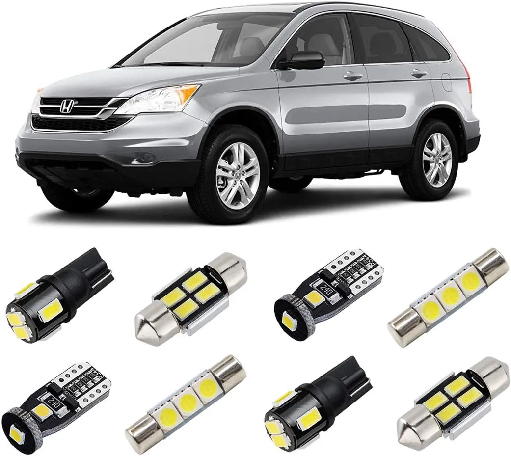 White Interior LED Lights Kit for Honda CR-V 2007 2008 2009 2010 2011 2012 Super Bright 6000K LED Interior Light Bulbs Package   License Plate Lights and Install Tool
