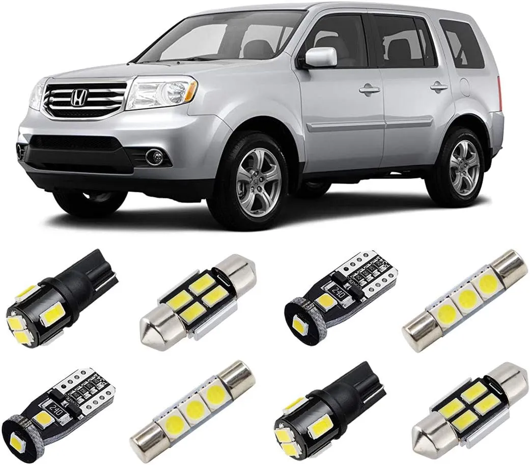 White Interior LED Lights Kit for Honda Pilot 2009 2010 2011 2012 2013 2014 2015 Super Bright 6000K LED Interior Light Bulbs Package   License Plate Lights and Install Tool
