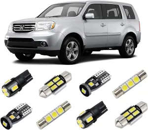 White Interior LED Lights Kit for Honda Pilot 2009 2010 2011 2012 2013 2014 2015 Super Bright 6000K LED Interior Light Bulbs Package   License Plate Lights and Install Tool