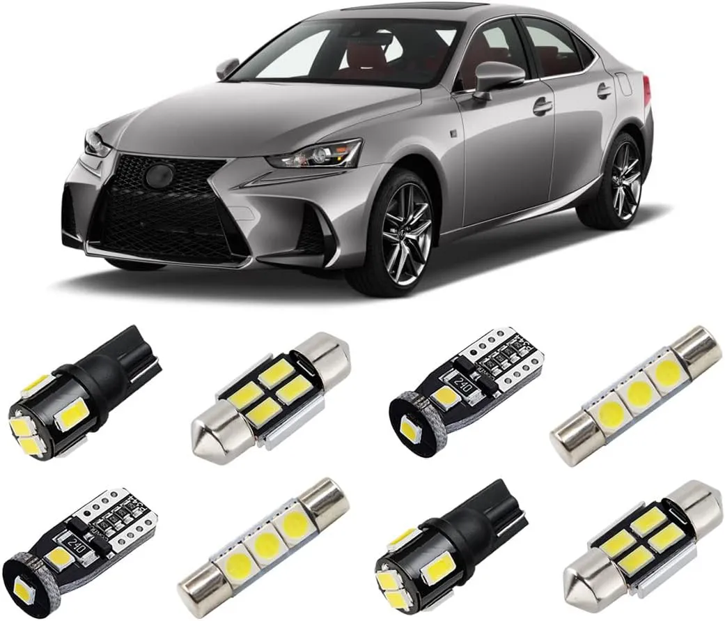 White Interior LED Lights Kit for Lexus IS250/ IS350/ ISF 2014 2015 2016 2017 2018 2019 Super Bright 6000K Interior LED Light Bulbs Package and Install Tool