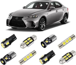 White Interior LED Lights Kit for Lexus IS250/ IS350/ ISF 2014 2015 2016 2017 2018 2019 Super Bright 6000K Interior LED Light Bulbs Package and Install Tool