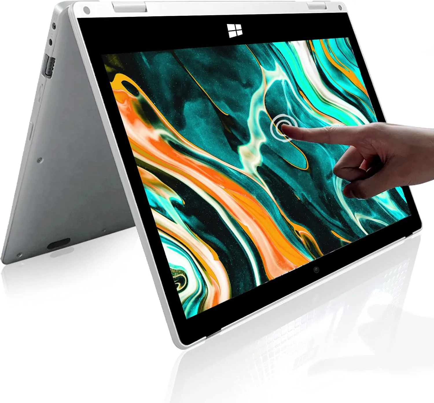 Windows Laptop, 2 in 1 with Touchscreen,11.6 inch FHD Windows 11 Laptops Computer,4GB RAM,256GB SSD Storage,360 Degree Convertible Tablet Intel Celeron J4125 Processor,Webcam,WiFi,Type-C,Silver