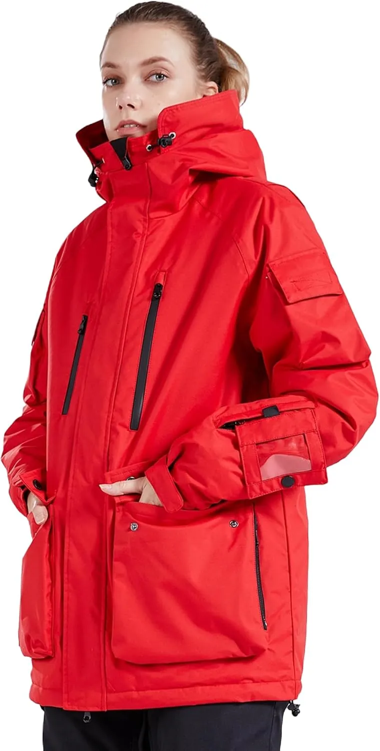 Women Ski Jacket Waterproof Insulated With Hooded Snow Coat for Winter Outdoor Skiing Snowboarding