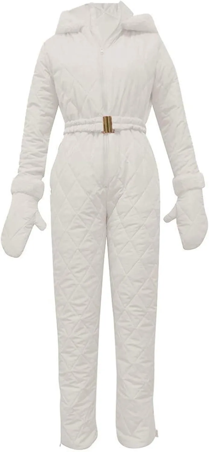 Womens One Piece Snowsuit 2024 Winter Onesie Warming Ski Suit Baggy Ski Outfits Outdoor Sports Skiwear