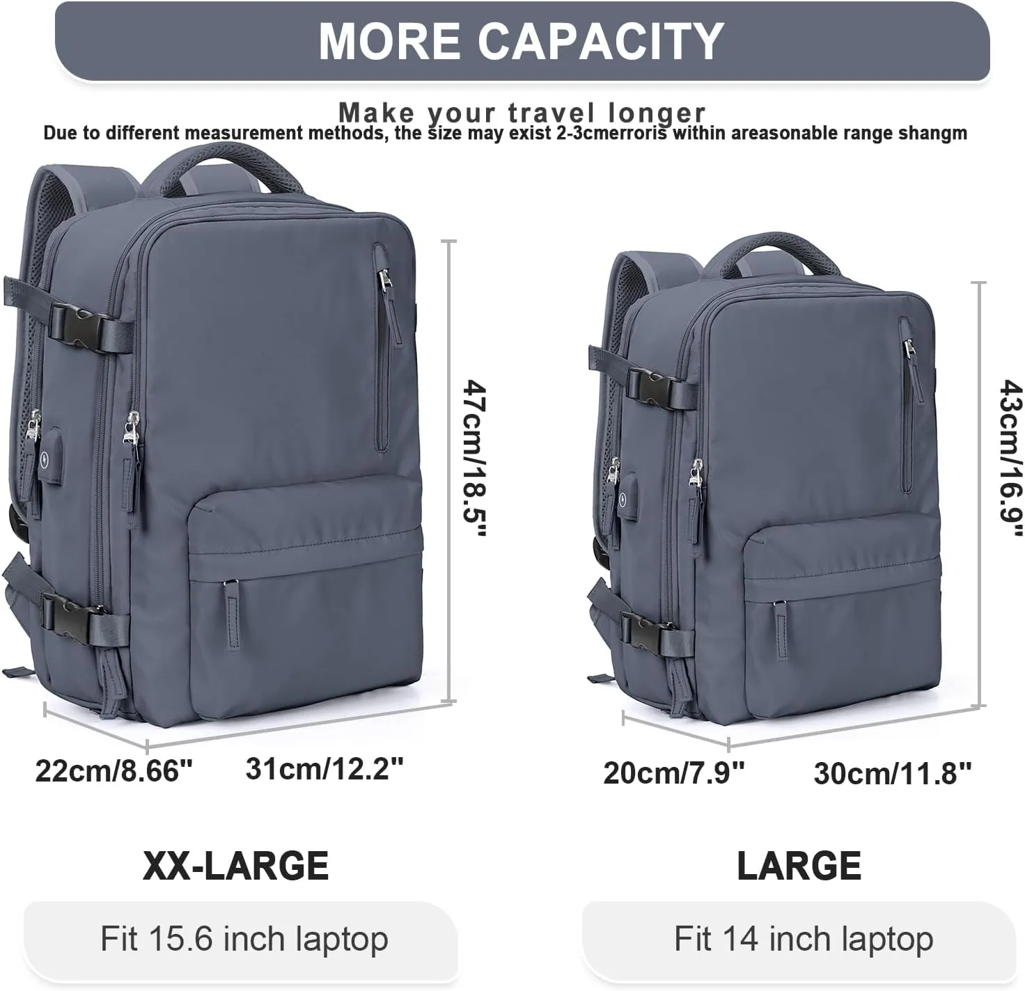 WONHOX Large Travel Backpack Carry on Flight Approved Laptop Work Business Backpack for Women Men Mochila de Viaje