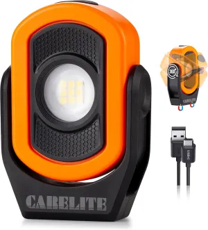 Work Light, Magnetic Light with 3 Modes & 360° Pivoting Head, 780 Lumen Rechargeable Pocket Light for Mechanics, Jobsites and Emergency (Orange)