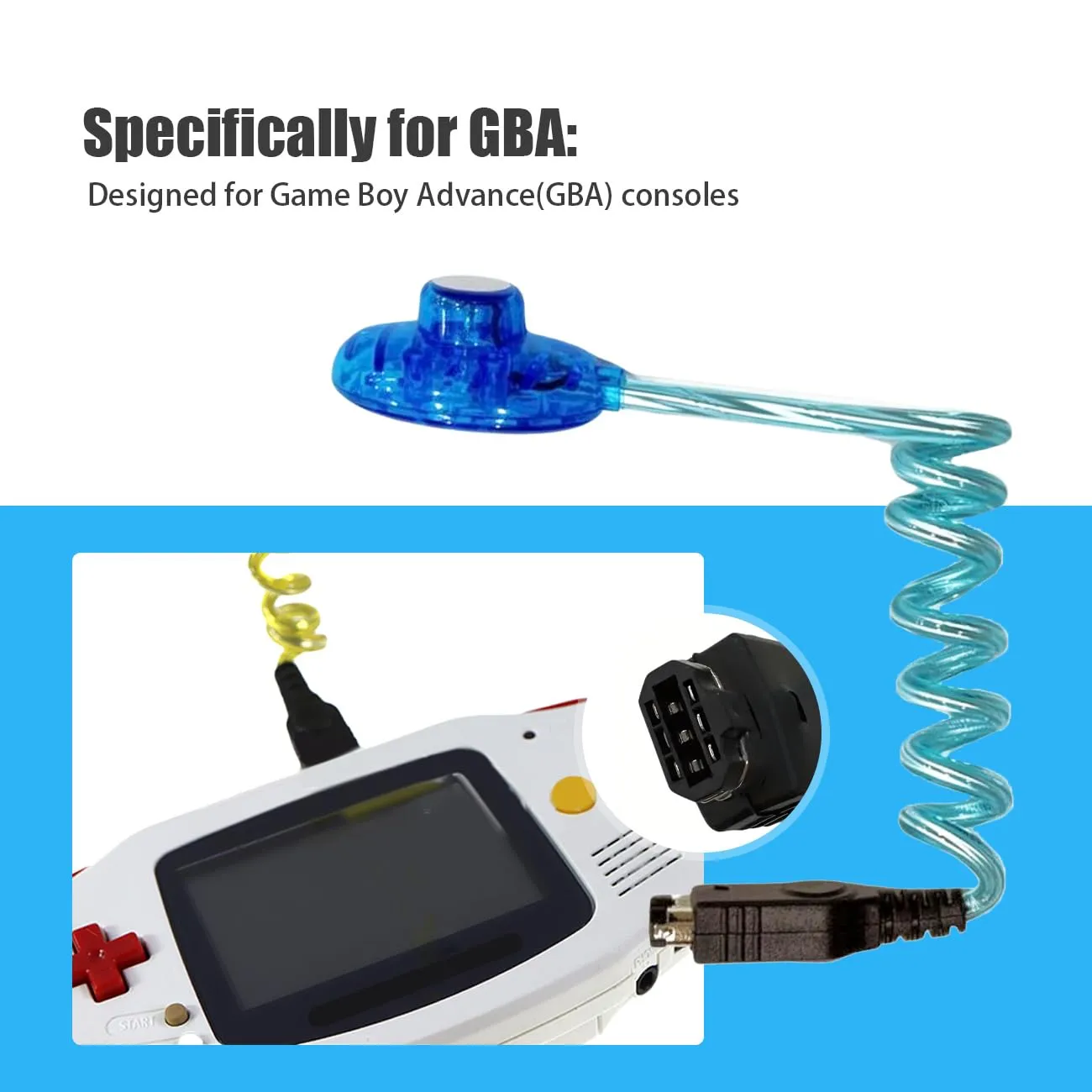 Worm Light for Gameboy Advance Illumination Night LED Lamps for GBA Game Boy Advance Flexible Worm Screen Light Console Attachment Screen Light Backlight Plug and Play ABS, Blue