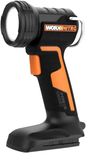 WORX Nitro 20V LED Work Light PowerShare, 160/350 Lumens Portable Light, LED Flashlight with Flexible Pivoting Head WX025L.9 – Tool Only