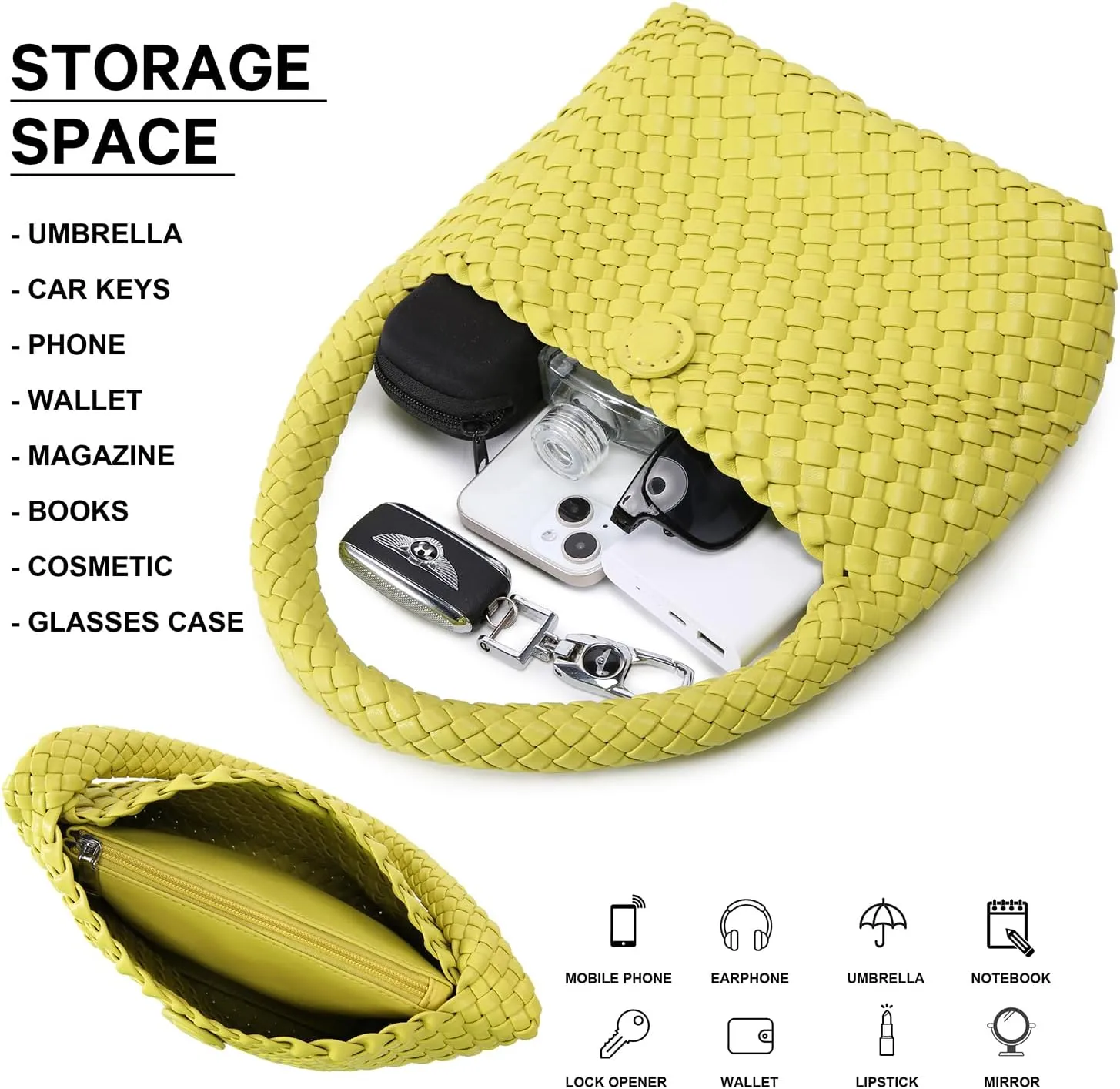 Woven Bag for Women, Small Vegan Leather Summer Beach Purse, and Travel Handbags Ladies' Retro Chic Shoulder Bags