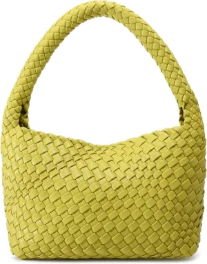 Woven Bag for Women, Small Vegan Leather Summer Beach Purse, and Travel Handbags Ladies' Retro Chic Shoulder Bags