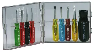 Xcelite PS88 Compact Convertible Screwdriver Set, With Clear Plastic Case, 9-Piece