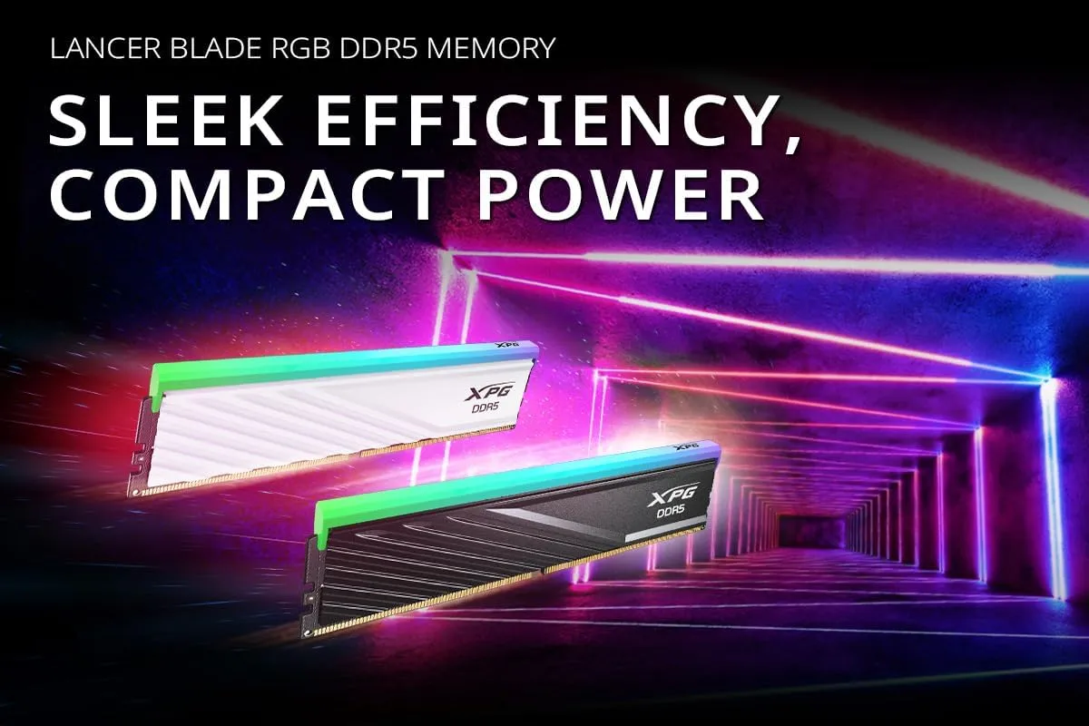 XPG Lancer Blade RBG DDR5 6000MHz CL30 32GB (2x16GB) PC5-48000 RAM 288-Pins UDIMM Desktop Memory Kit Black Heatsink(AX5U6000C3016G-DTLABRBK)
