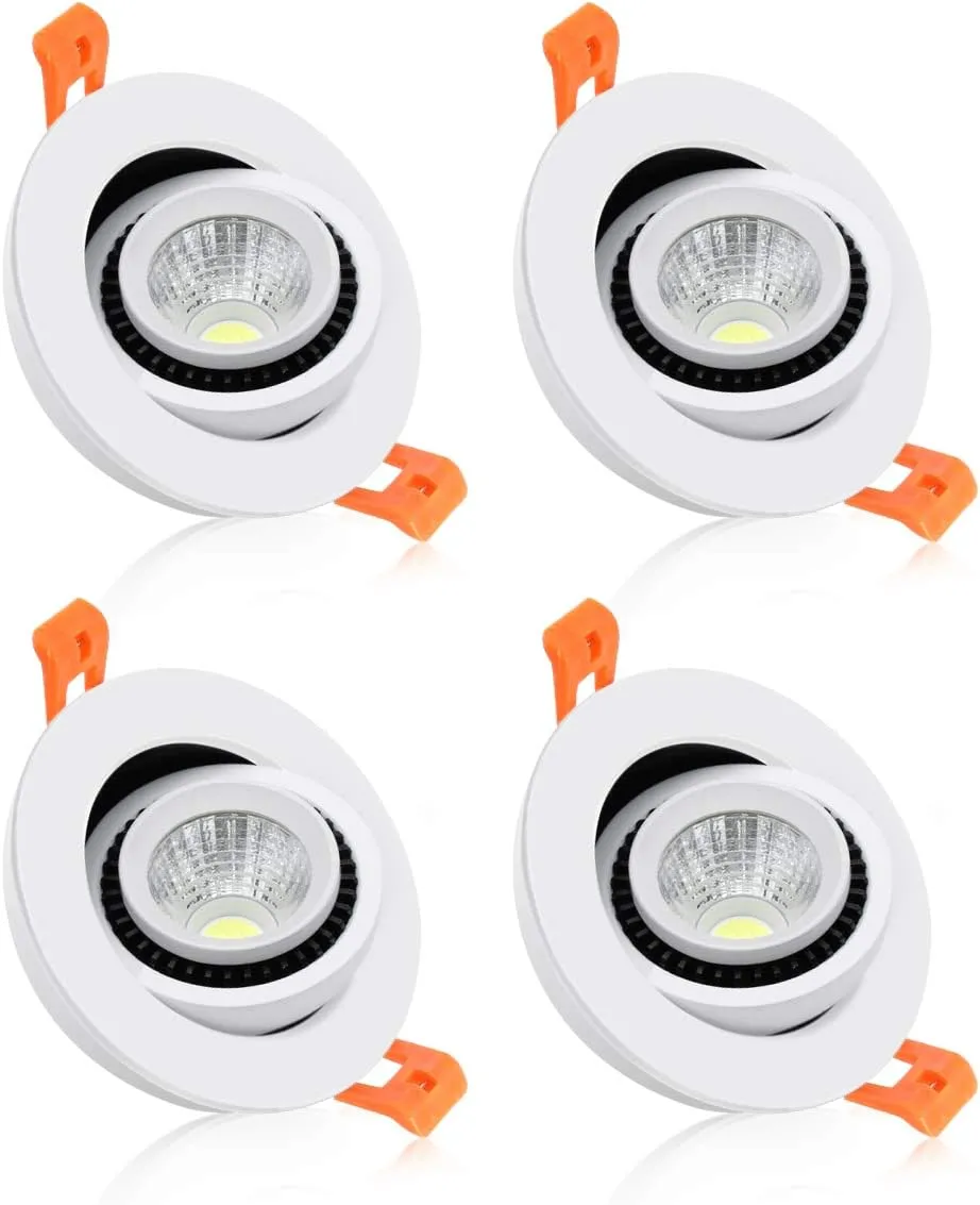 YGS-Tech 2 Inch Eyeball Gimbal LED Recessed Lighting Dimmable Downlight, 3W (35W Halogen Equivalent) Adjustable Spotlight, 3000K Warm White, CRI80, Ceiling Light with LED Driver (4 Pack)