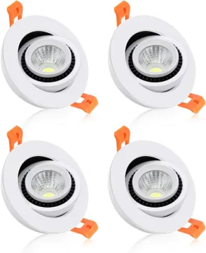 YGS-Tech 2 Inch Eyeball Gimbal LED Recessed Lighting Dimmable Downlight, 3W (35W Halogen Equivalent) Adjustable Spotlight, 3000K Warm White, CRI80, Ceiling Light with LED Driver (4 Pack)