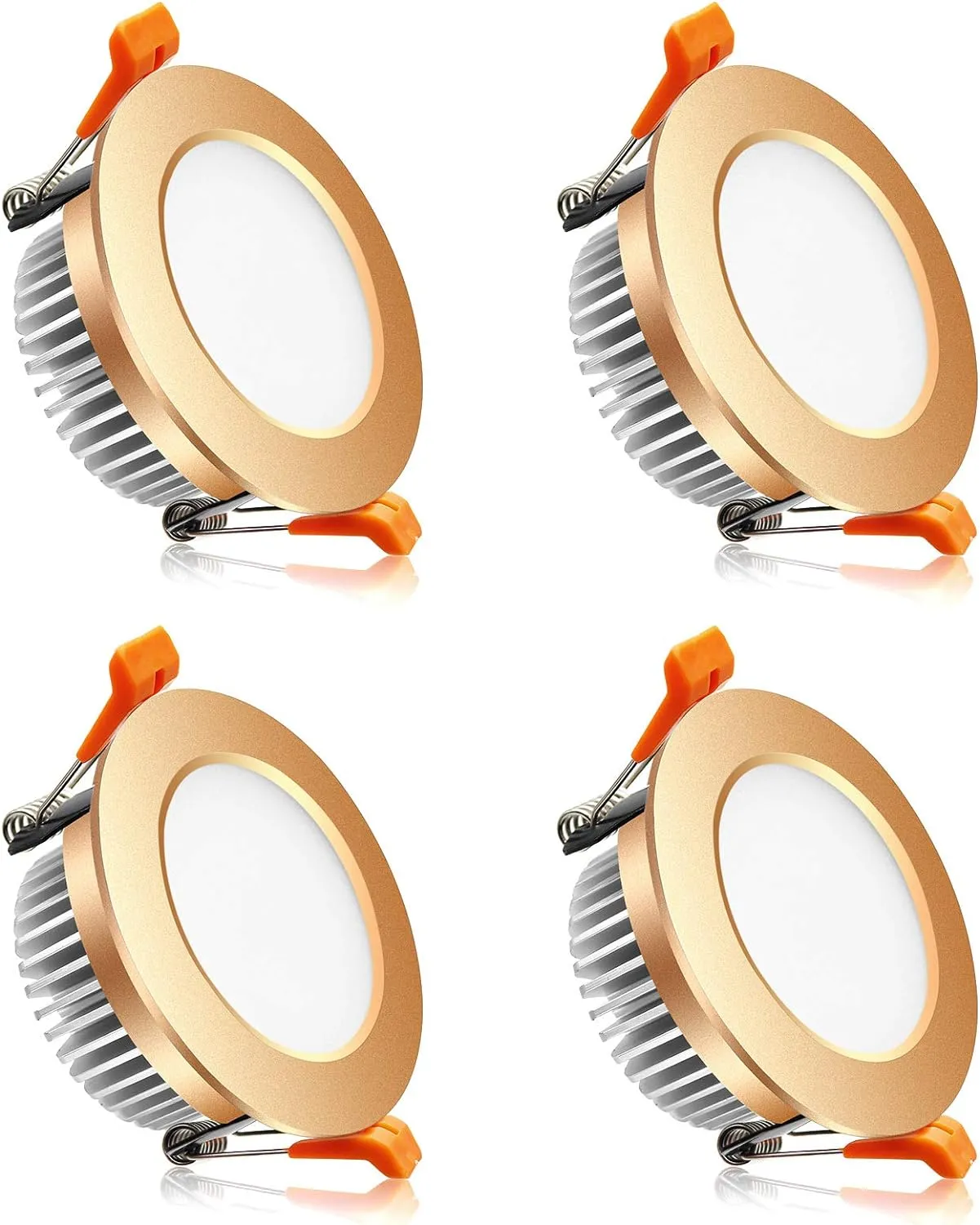YGS-Tech 2 Inch LED Recessed Lighting, Dimmable Downlight 3W(35W Halogen Equivalent), 3000K Warm White Ceiling Light, CRI80, Gold Trim with LED Driver(4 Pack)
