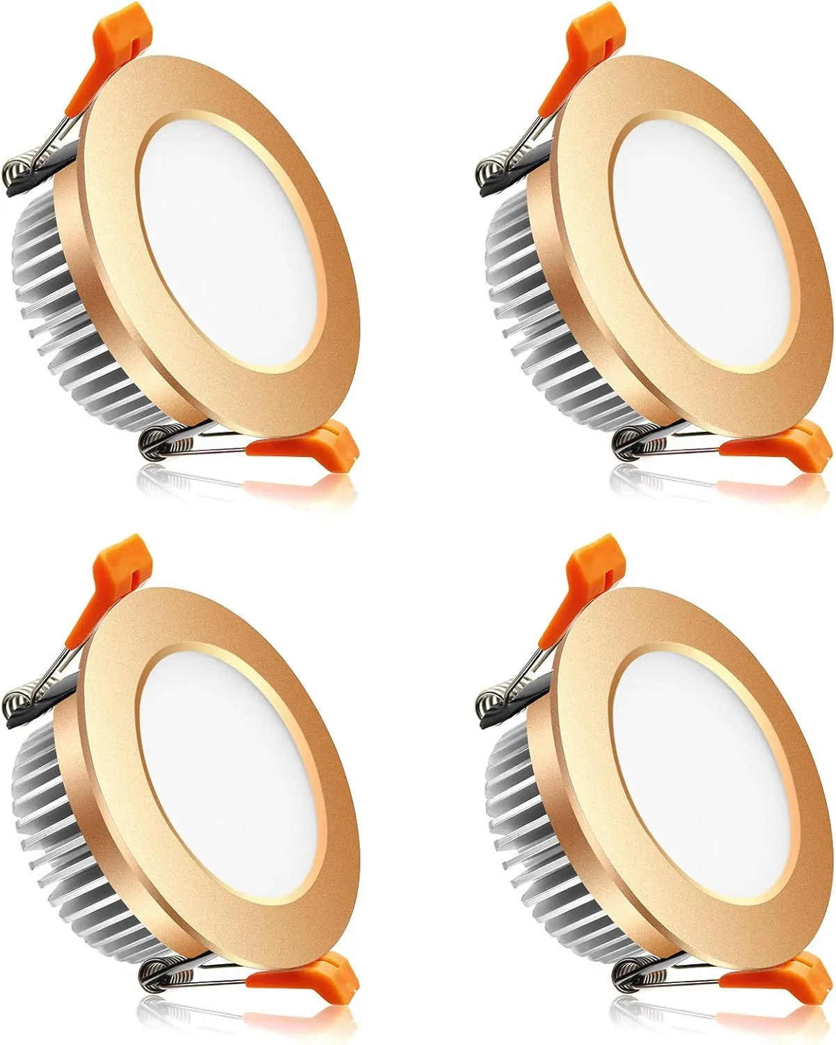 YGS-Tech 2 Inch LED Recessed Lighting, Dimmable Downlight 3W(35W Halogen Equivalent), 4000K Natural White Ceiling Light, CRI80, Gold Trim with LED Driver(4 Pack)