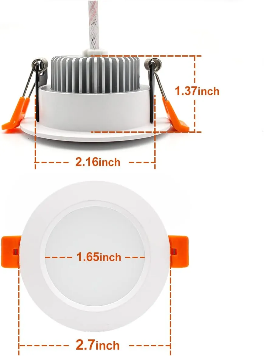 YGS-Tech 2 Inch LED Recessed Lighting, Dimmable Downlight 3W(35W Halogen Equivalent), CRI80, 3000K Warm White Ceiling Light with LED Driver(10 Pack)