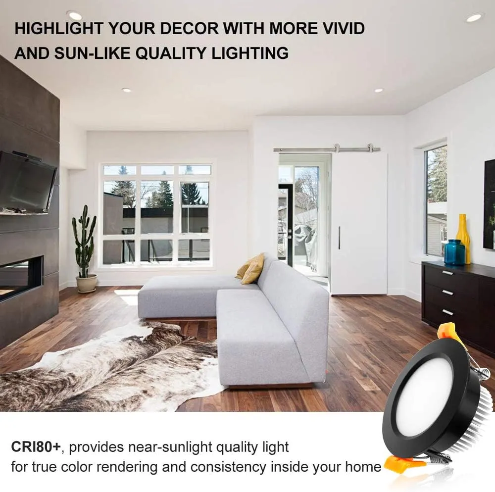 YGS-Tech 3 Inch LED Recessed Lighting, Dimmable Downlight 5W(40W Halogen Equivalent), CRI80, 4000K Natural White, Ceiling Light with LED Driver(4 Pack)