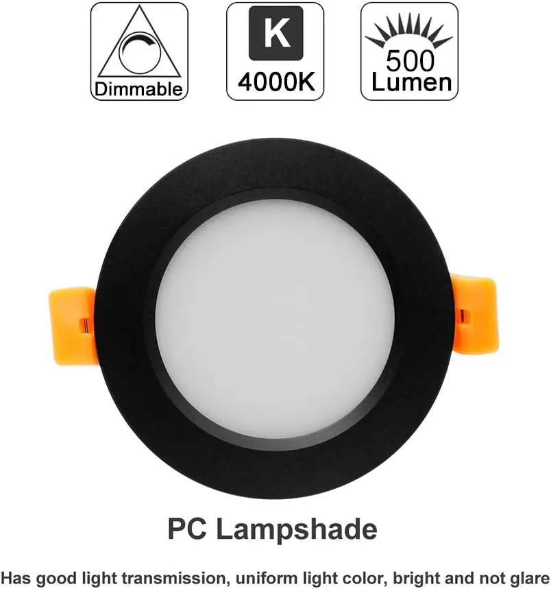 YGS-Tech 3 Inch LED Recessed Lighting, Dimmable Downlight 5W(40W Halogen Equivalent), CRI80, 4000K Natural White, Ceiling Light with LED Driver(4 Pack)