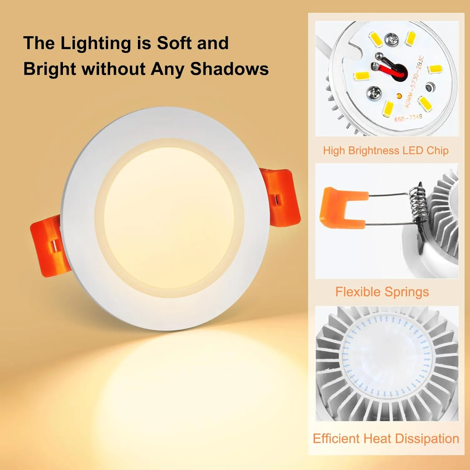 YGS-Tech 3.5 Inch LED Recessed Lighting, Dimmable Downlight 7W(55W Halogen Equivalent), CRI80, 2700K Ultra Warm White, Ceiling Light with LED Driver(10 Pack)
