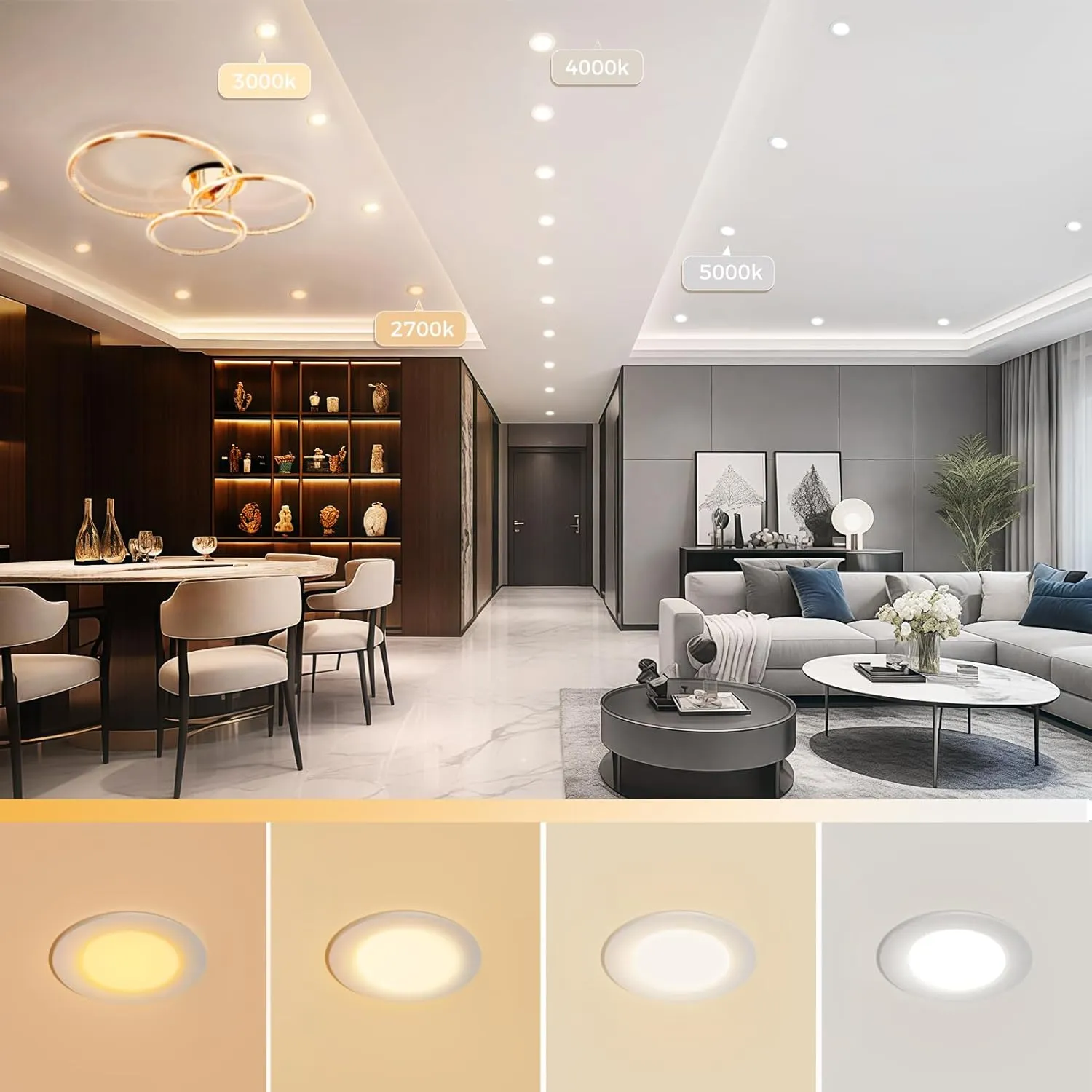 YGS-Tech 3.5 Inch LED Recessed Lighting, Dimmable Downlight 7W(55W Halogen Equivalent), CRI80, 3000K Warm White, Ceiling Light with LED Driver(10 Pack)