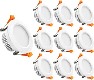 YGS-Tech 3.5 Inch LED Recessed Lighting, Dimmable Downlight 7W(55W Halogen Equivalent), CRI80, 3000K Warm White, Ceiling Light with LED Driver(10 Pack)