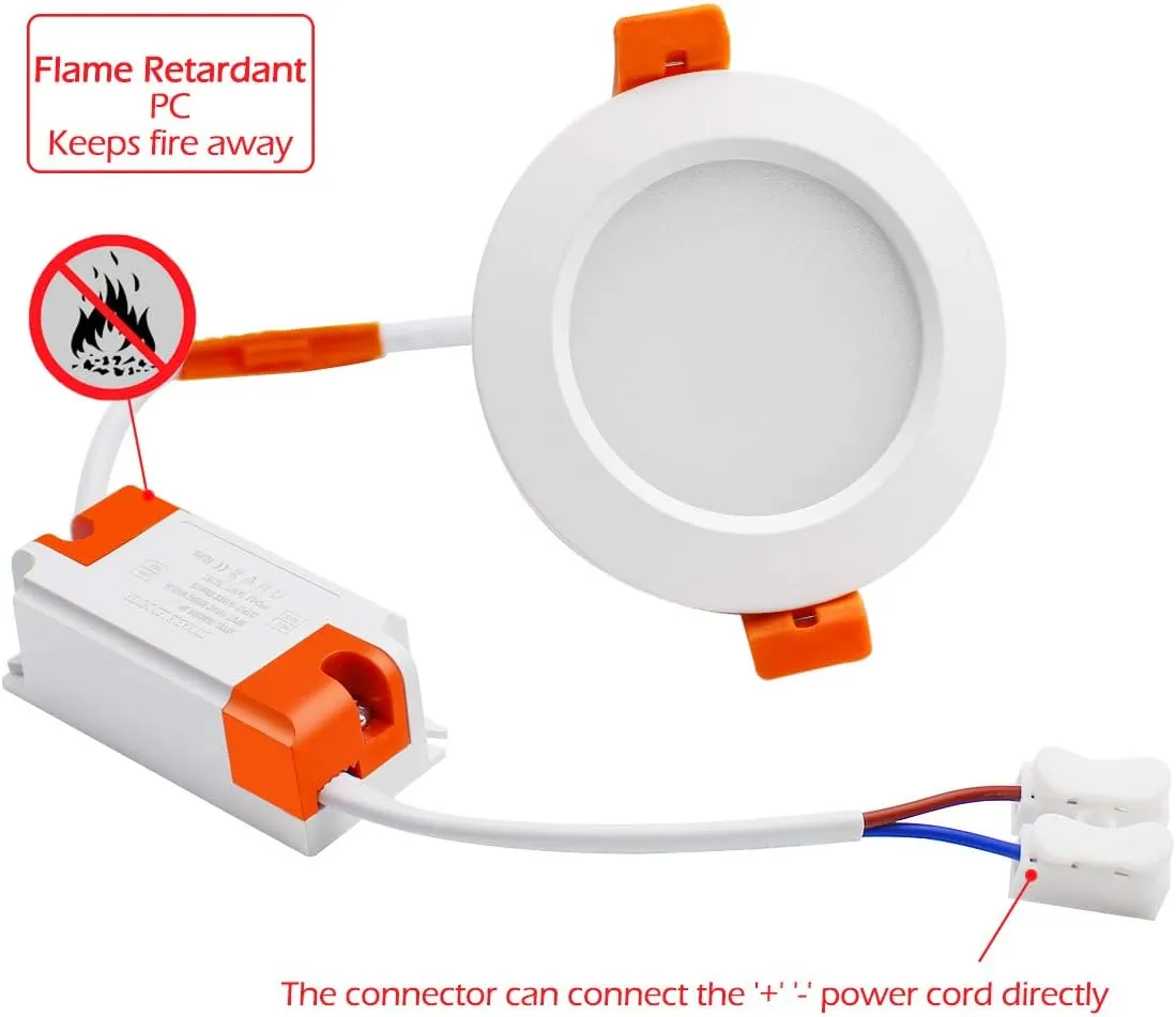 YGS-Tech 3.5 Inch LED Recessed Lighting, Dimmable Downlight 7W(55W Halogen Equivalent), CRI80, 3000K Warm White, Ceiling Light with LED Driver(10 Pack)
