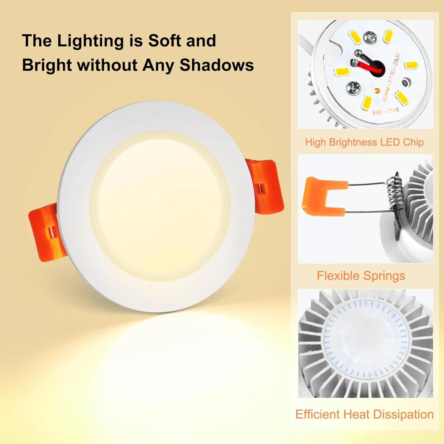 YGS-Tech 3.5 Inch LED Recessed Lighting, Dimmable Downlight 7W(55W Halogen Equivalent), CRI80, 3000K Warm White, Ceiling Light with LED Driver(10 Pack)