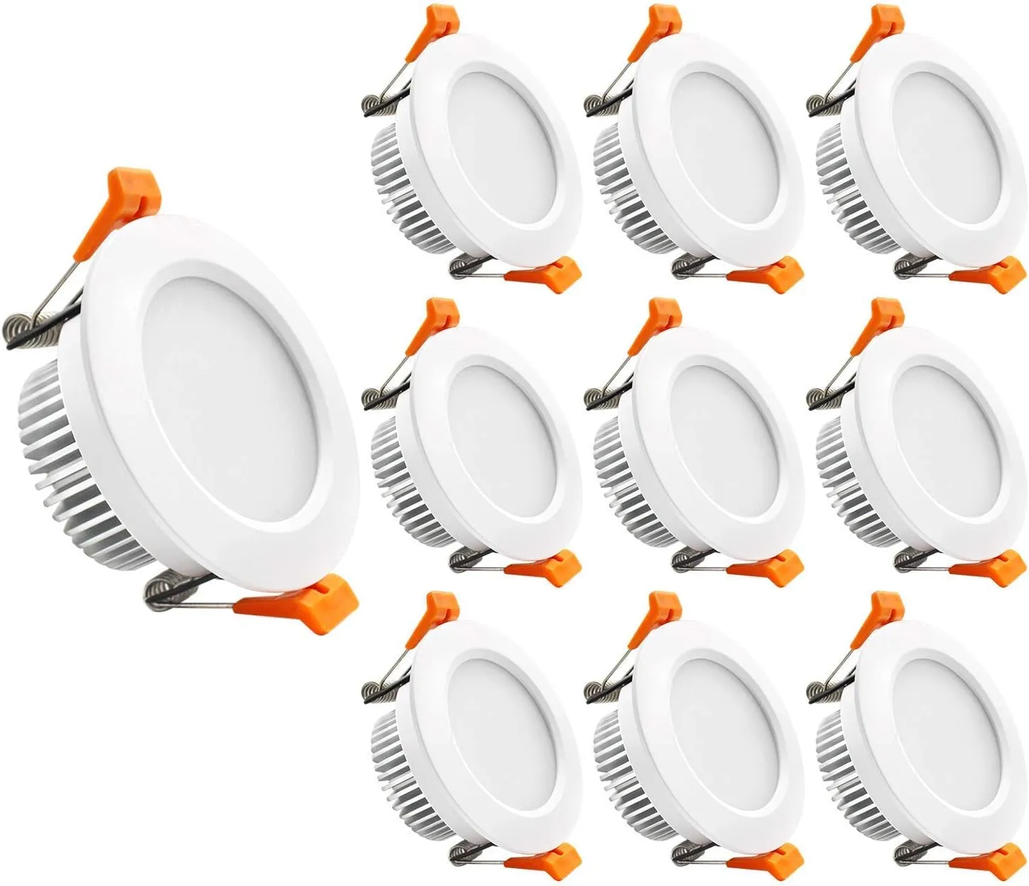 YGS-Tech 3.5 Inch LED Recessed Lighting, Dimmable Downlight 7W(55W Halogen Equivalent), CRI80, 3000K Warm White, Ceiling Light with LED Driver(10 Pack)
