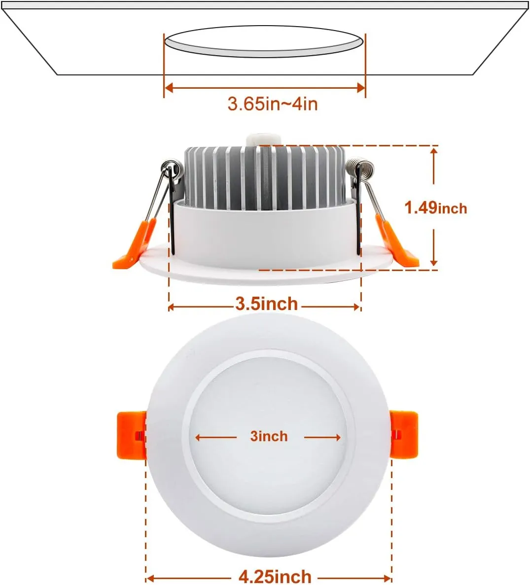 YGS-Tech 4 Inch LED Recessed Lighting Dimmable Downlight, 9W Equivalent to 80W Halogen, 4000K Natural White, CRI80, Ceiling Light with LED Driver (4 Pack)