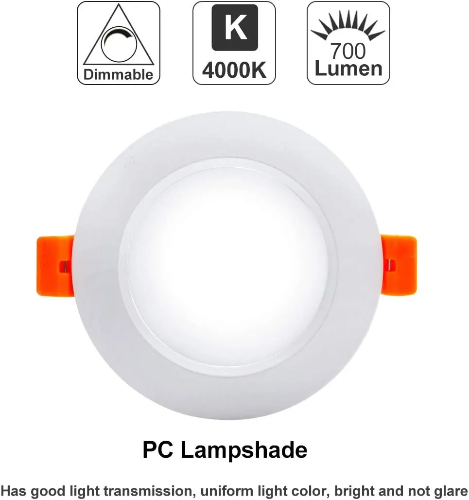 YGS-Tech 4 Inch LED Recessed Lighting Dimmable Downlight, 9W Equivalent to 80W Halogen, 4000K Natural White, CRI80, Ceiling Light with LED Driver (4 Pack)