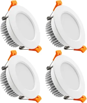 YGS-Tech 4 Inch LED Recessed Lighting Dimmable Downlight, 9W Equivalent to 80W Halogen, Ultra Warm 2700K White, CRI80, Ceiling Light with LED Driver (4 Pack)