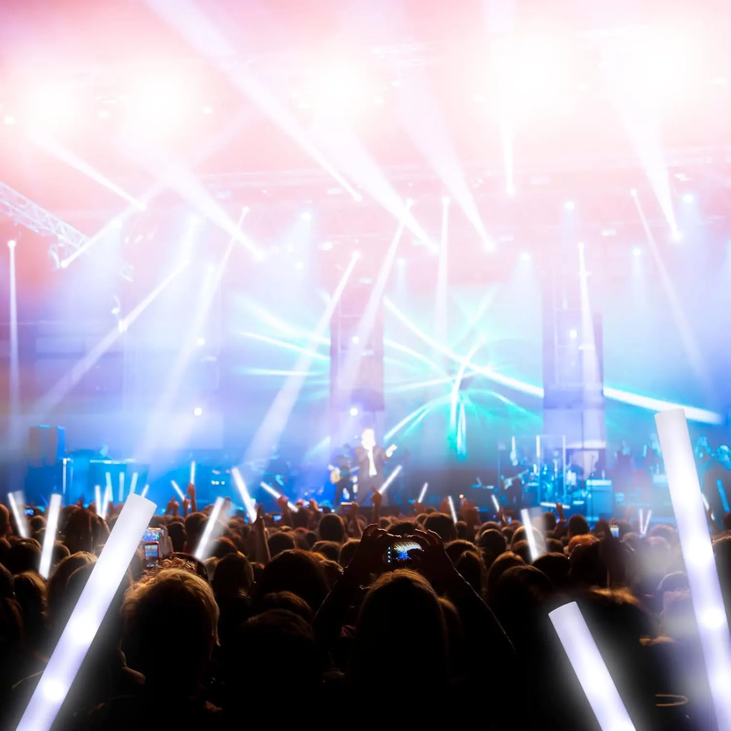 Yinder 150 Pcs LED Glow Sticks, 18.9 Inches Light up Batons with 3 Modes Flashing Light up Stick for Concert Stage Lights Wedding Raves Carnival Halloween Birthday Party (White Light)