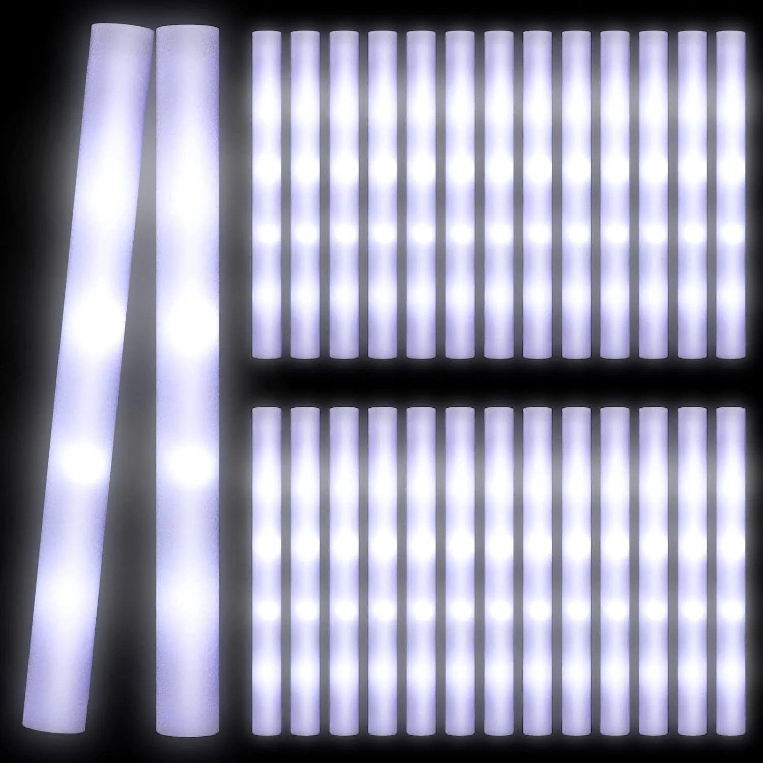 Yinder 150 Pcs LED Glow Sticks, 18.9 Inches Light up Batons with 3 Modes Flashing Light up Stick for Concert Stage Lights Wedding Raves Carnival Halloween Birthday Party (White Light)
