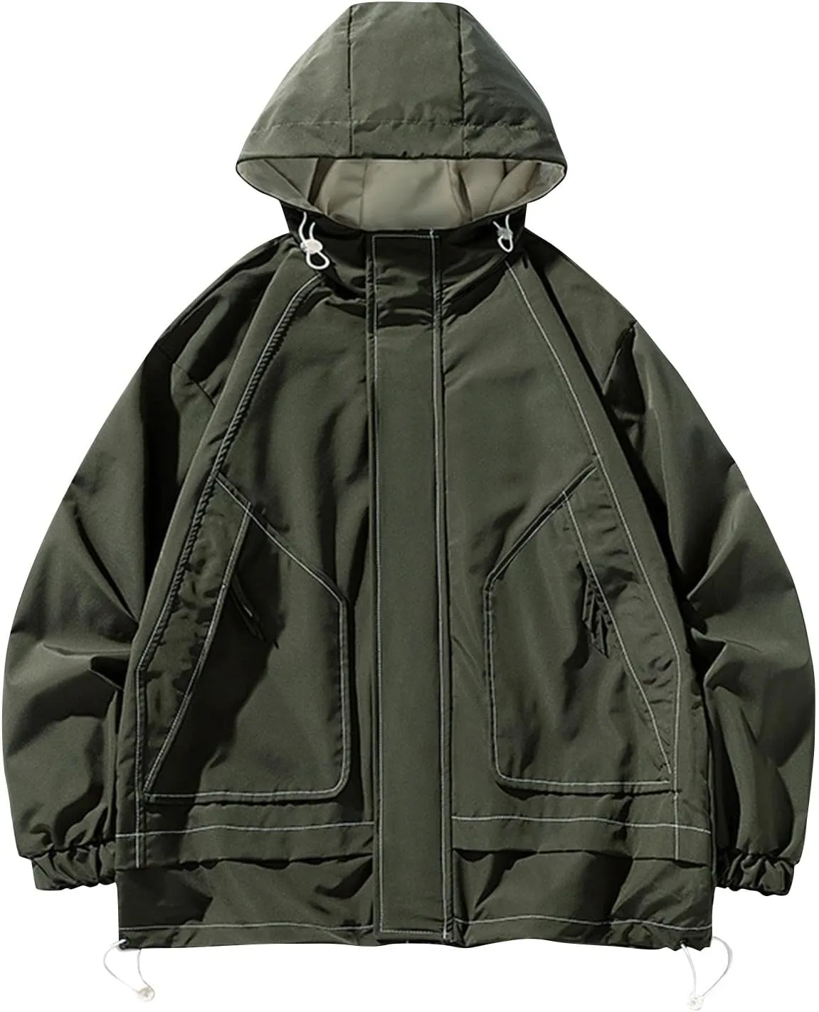 Ymosrh Men's Jacket Waterproof Rain Lightweight Hooded Shell for Travel Hiking Golf Raincoats with Hood, M-5XL