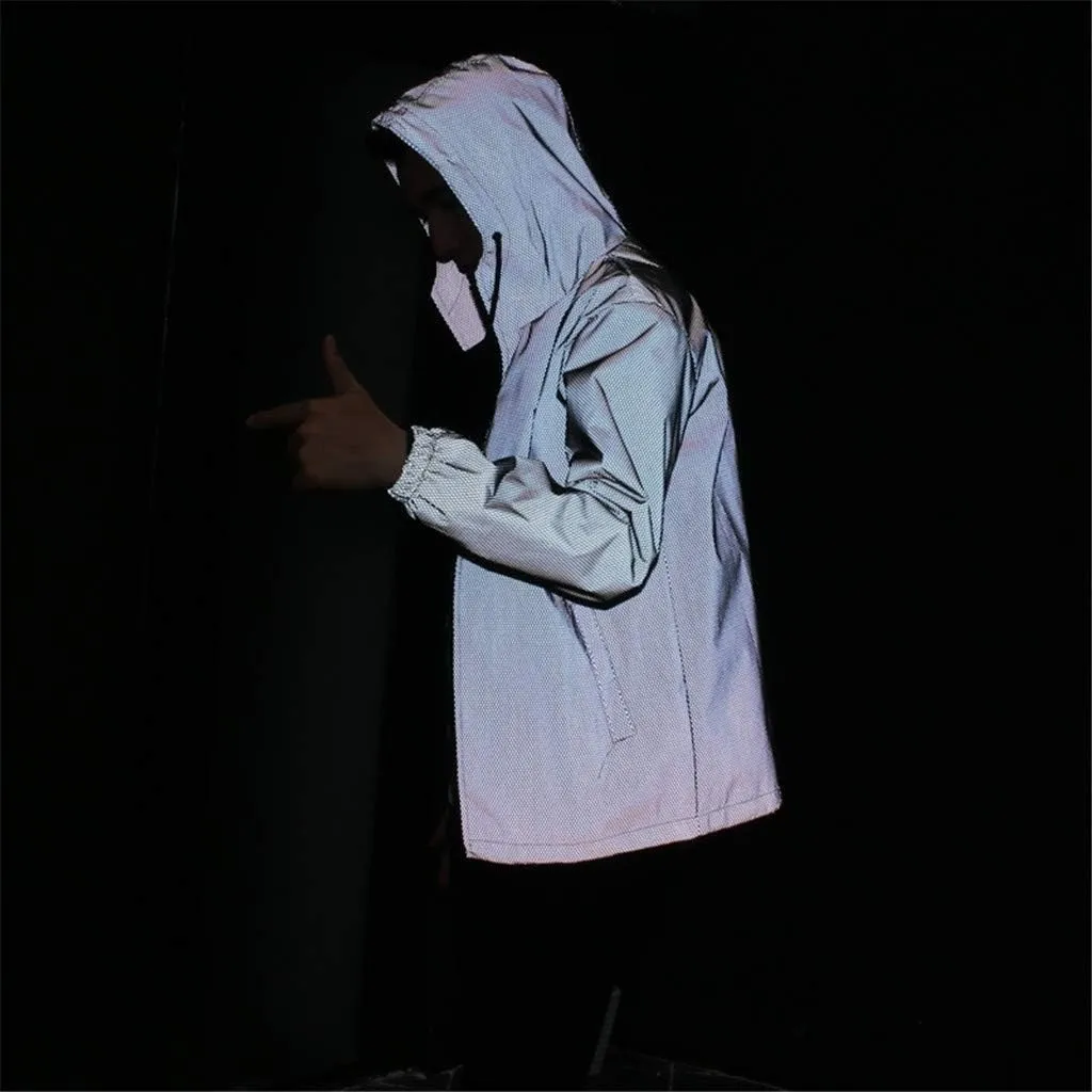 Ymosrh Men's Waterproof Jacket Fully Reflective Windbreaker Jackets Lightweight Packable Windproof Rain Coat, S-5XL
