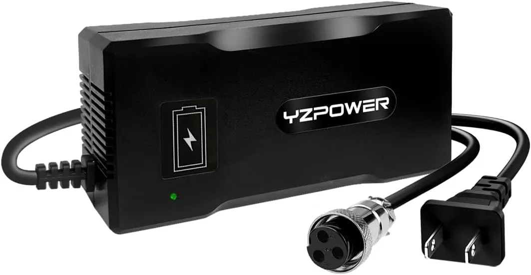 YZPOWER 54.6V 4A Electric Bike & Scooter Charger with Turbo Cooling Fan | 48V Lithium Battery Power Adapter | Overheat Protection & Fast Charging | Gx12-3 Connector