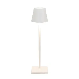 Zafferano, Poldina Micro Lamp, Rechargeable Cordless Table Lamp with Touch Controls, Suitable for Indoor and Outdoor, Dimmer, 2200-3000 K, Height 10.8 Inches, White Color