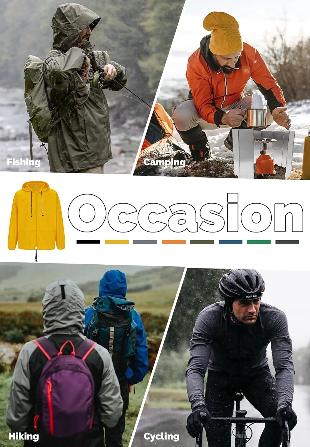 Zando Packable Mens Rain Jacket Lightweight Raincoat Waterproof with Hood Outdoor Windbreaker Jacket Travel Rain Jackets