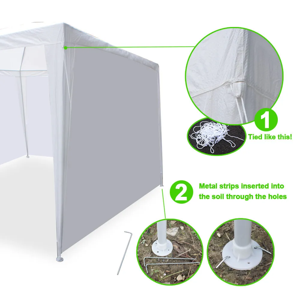 Zeny 10'x 30' White Gazebo Wedding Party Tent Canopy With 6 Windows & 2 Sidewalls-8