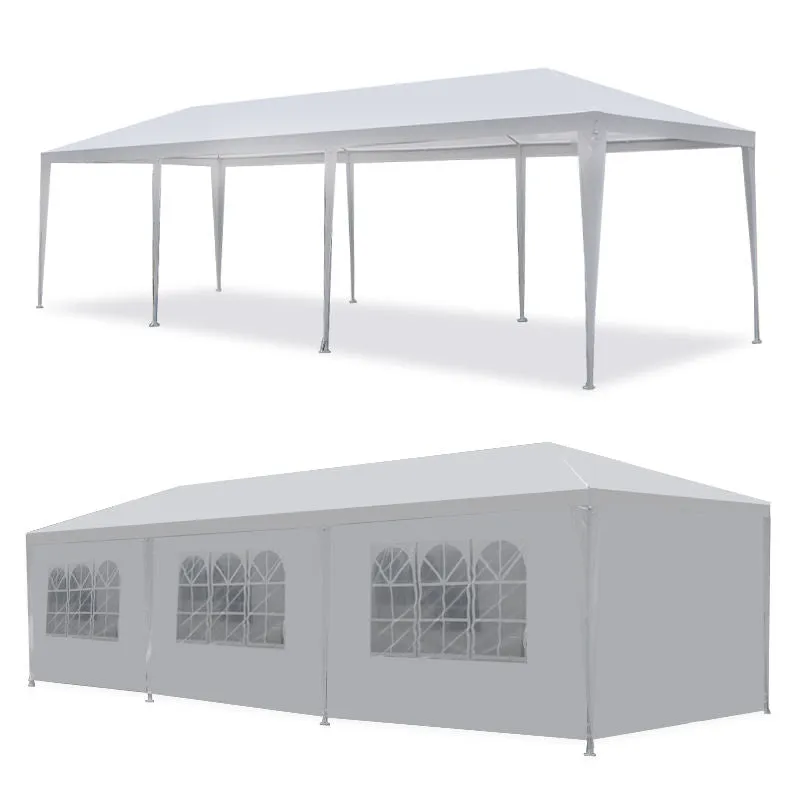 Zeny 10'x 30' White Gazebo Wedding Party Tent Canopy With 6 Windows & 2 Sidewalls-8