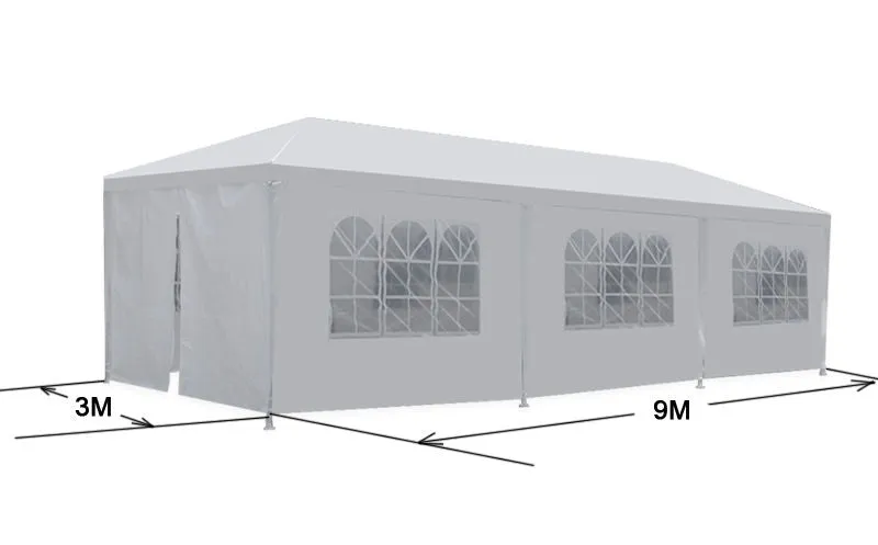 Zeny 10'x 30' White Gazebo Wedding Party Tent Canopy With 6 Windows & 2 Sidewalls-8