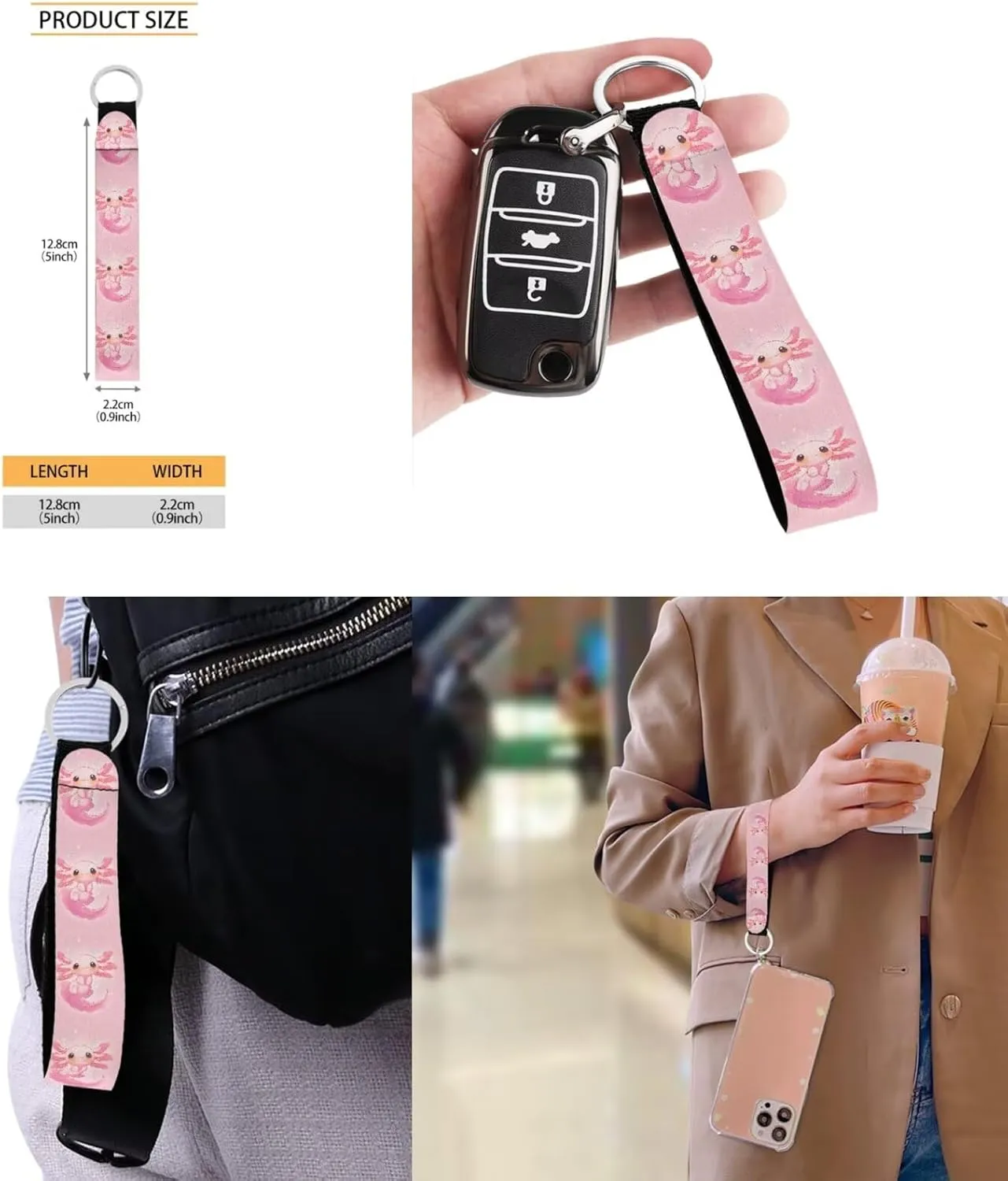 ZFRXIGN Girls Backpack 10-12 Years Old Axolotl Bookbag with Lunch Bag Set Crossbody Bags Pink Schoolbag Pencil Case Kindergarten Elementary School Bag Keychain Decoration