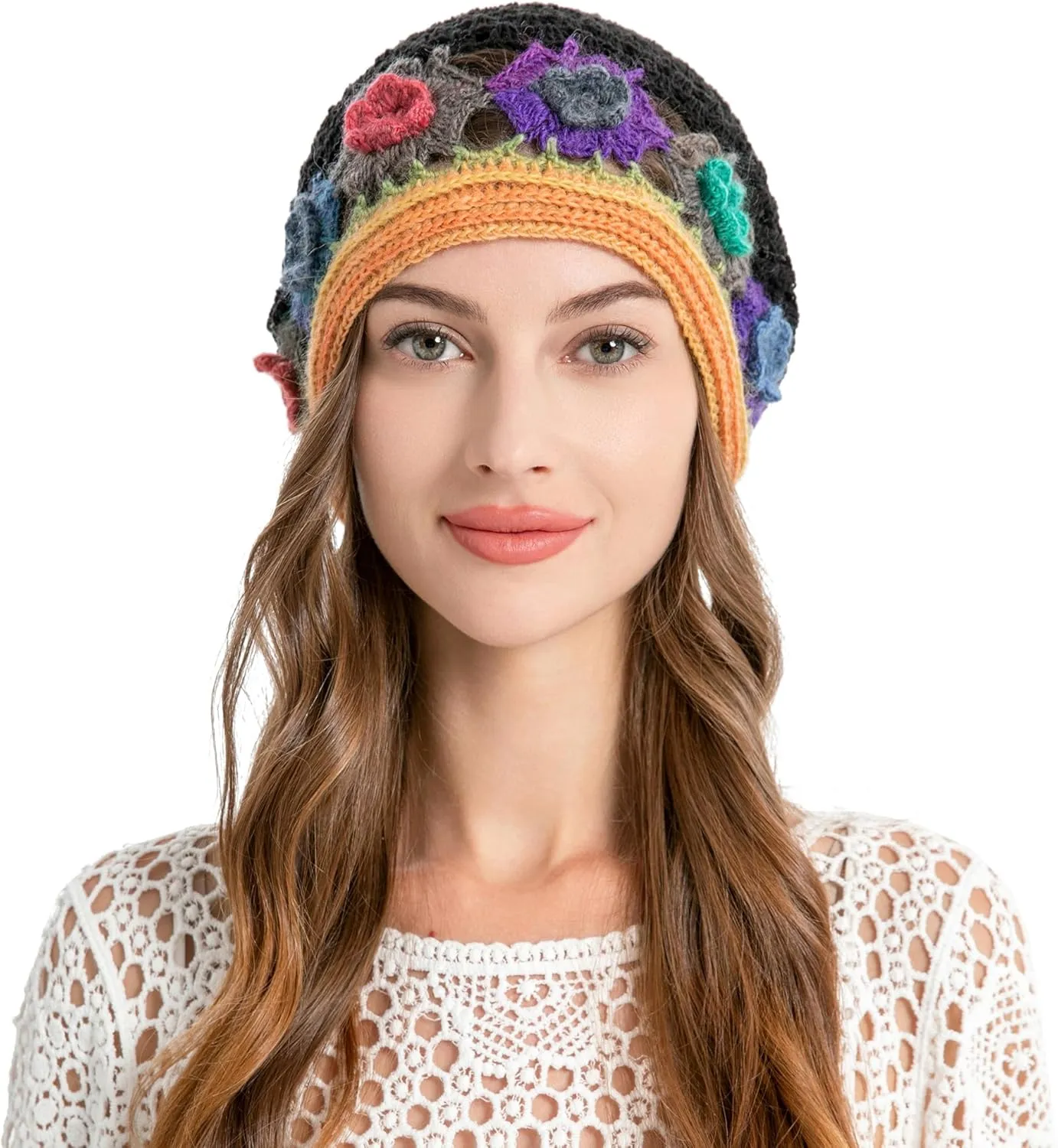 ZLYC Women Cotton Crochet Slouchy Beanie Hat Handmade Knit Summer Skull Cap