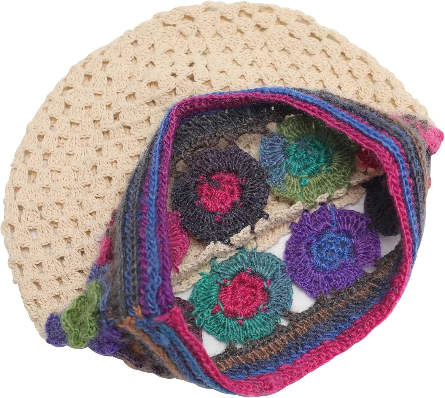 ZLYC Women Cotton Crochet Slouchy Beanie Hat Handmade Knit Summer Skull Cap