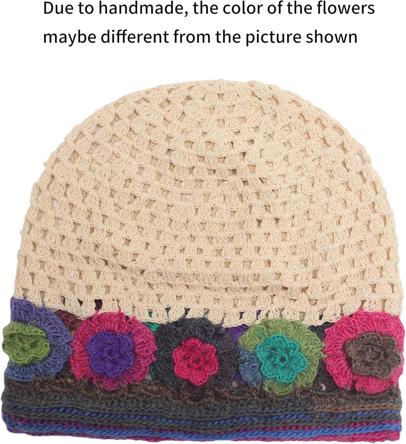 ZLYC Women Cotton Crochet Slouchy Beanie Hat Handmade Knit Summer Skull Cap