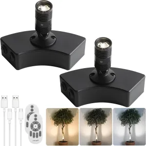 Zoomable Spot Lights Indoor, Wireless Rechargeable Spotlight, Uplighting Indoor with Remote Control, Battery Operated Spotlight for Accent Lighting Tree Pictures Display (2Pack)