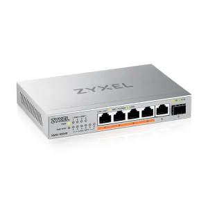 Zyxel 5-Port 2.5Gb MultiGig Switch | 5X 100/1G/2.5G Ports   1x 10G SFP  | 4X PoE   Ports | 70W Budget | Plug & Play | Desktop or Wall-Mount [XMG-105HP]